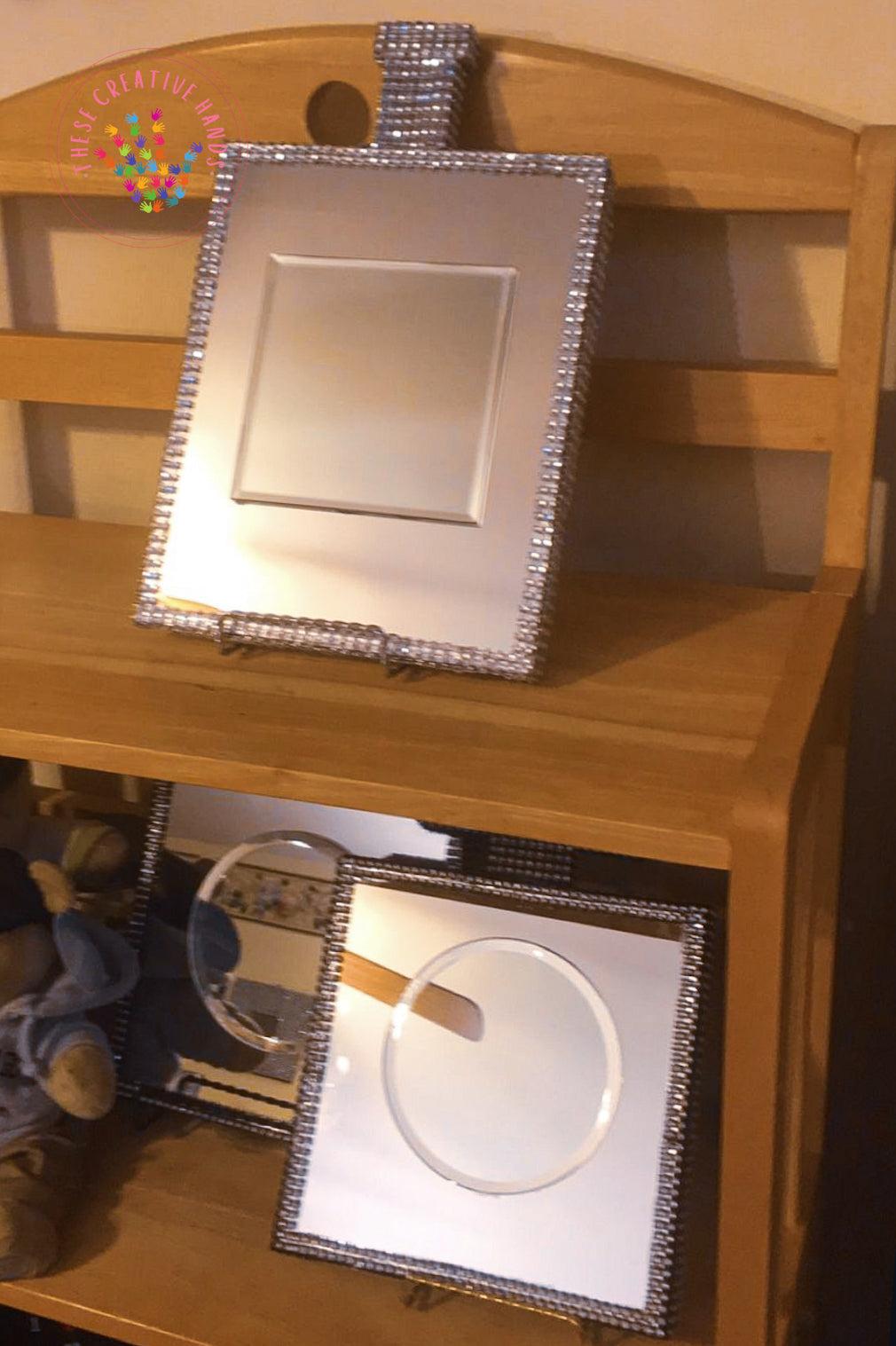 Handcrafted 8 1/2 x 11 silver mirrored wall decor (perfume bottle) - Image #2