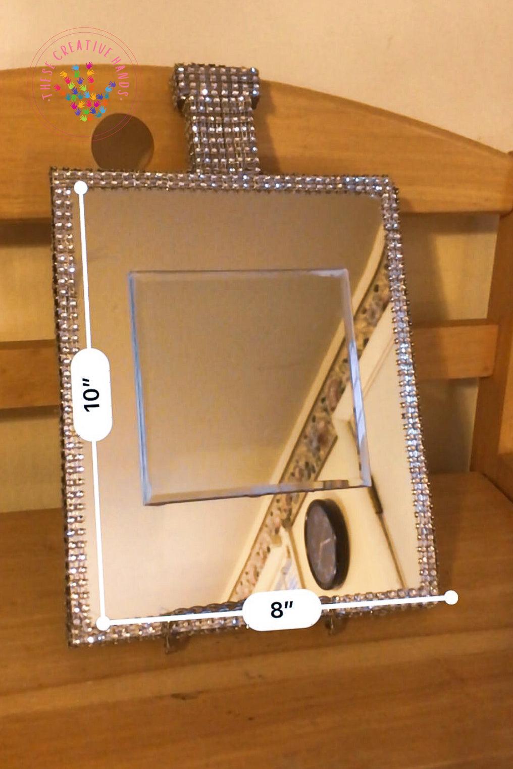 Handcrafted 8 1/2 x 11 silver mirrored wall decor (perfume bottle) - Image #1