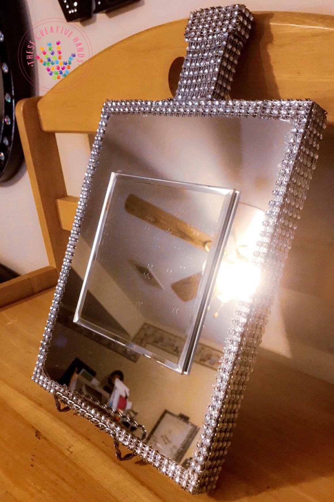 Handcrafted 8 1/2 x 11 silver mirrored wall decor (perfume bottle) - Image #3