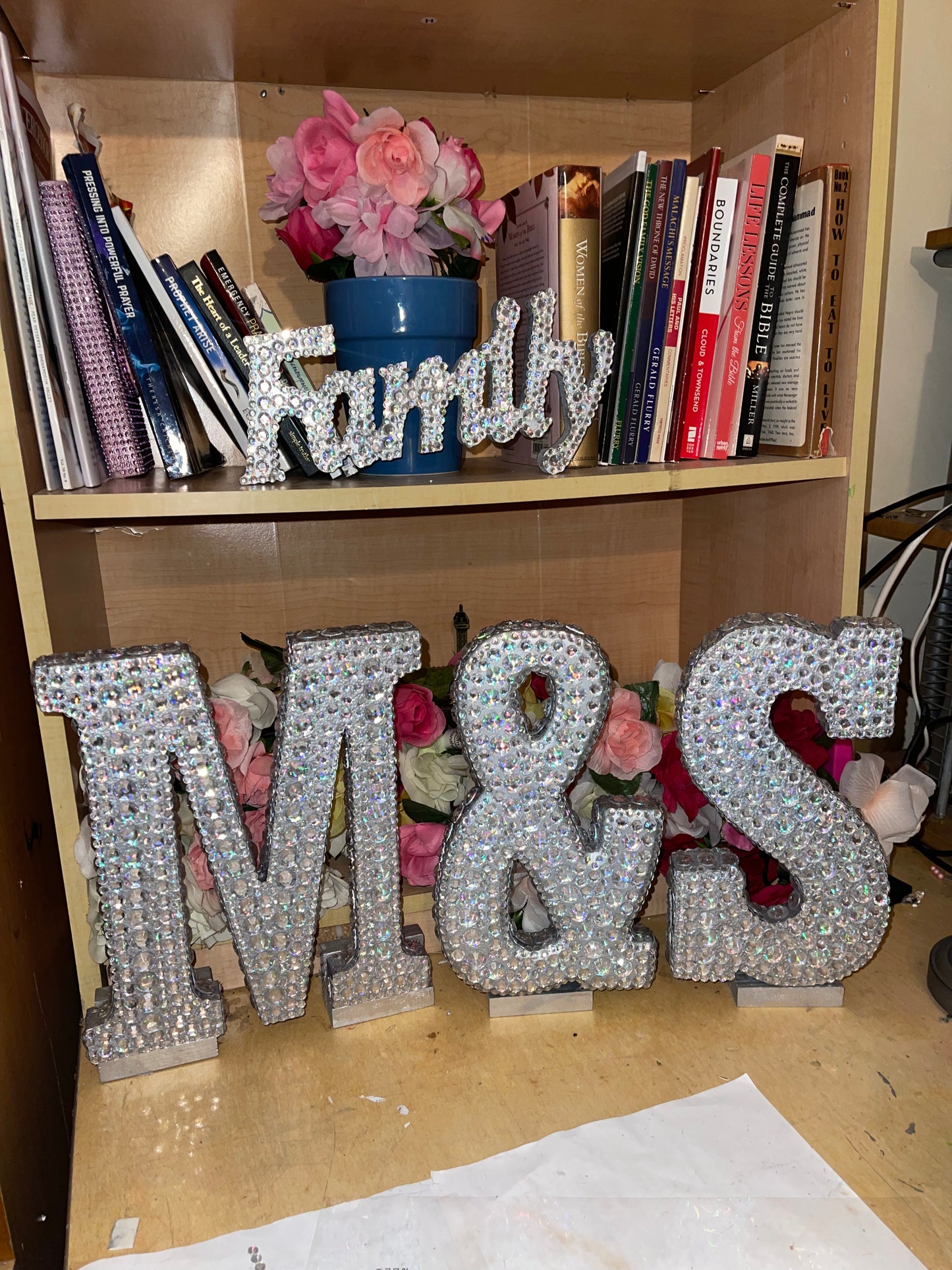 Bling Letters Silver w/ Clear Gems
